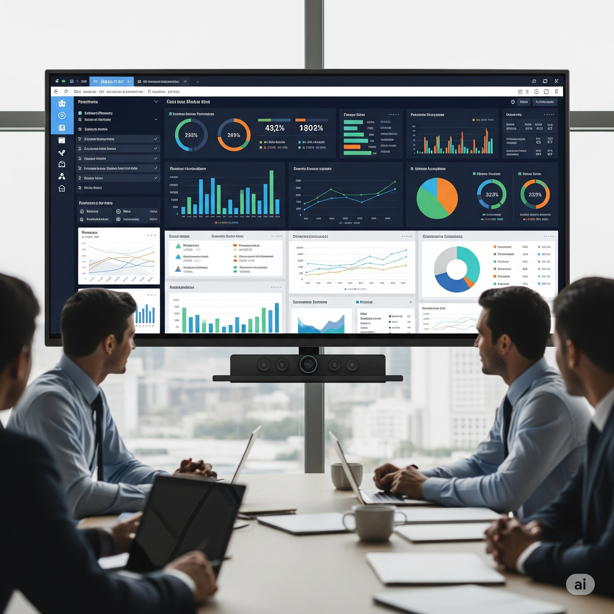 Sales Team Analyzing BI Dashboard