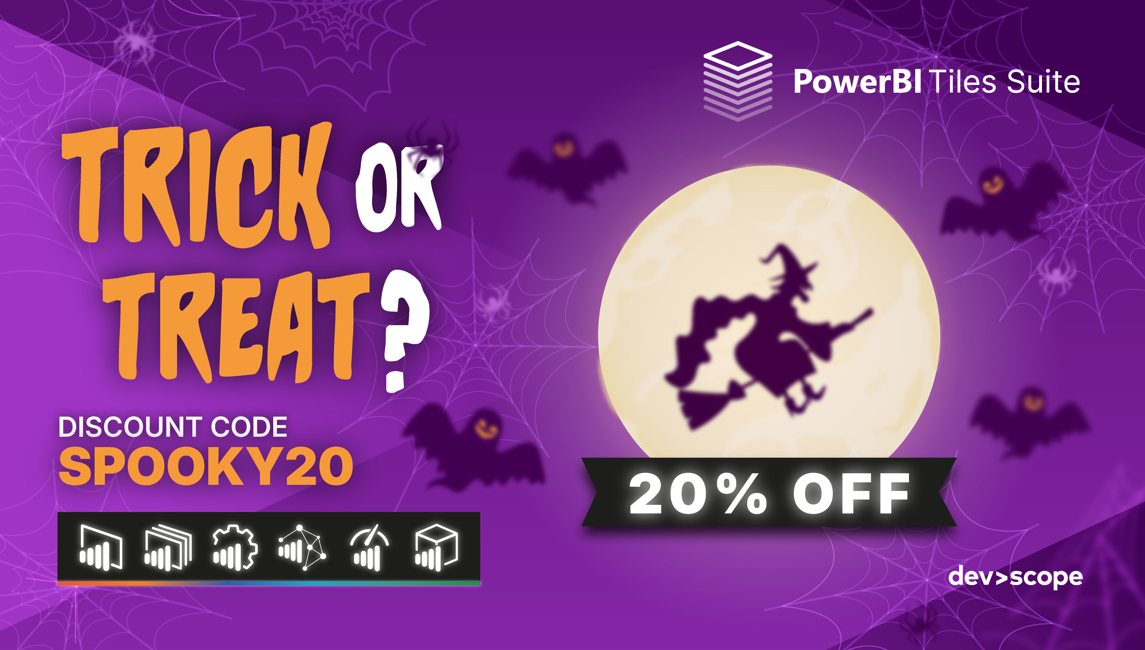 Let the Halloween Spooky Sale Begin – 20% Off PowerBI Tiles Suite! 👻